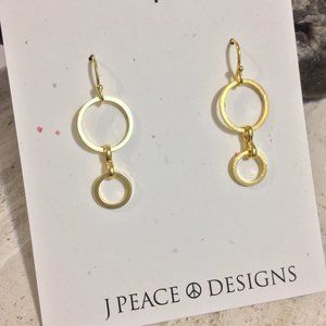 Double Gold Circle small Dangle earrings